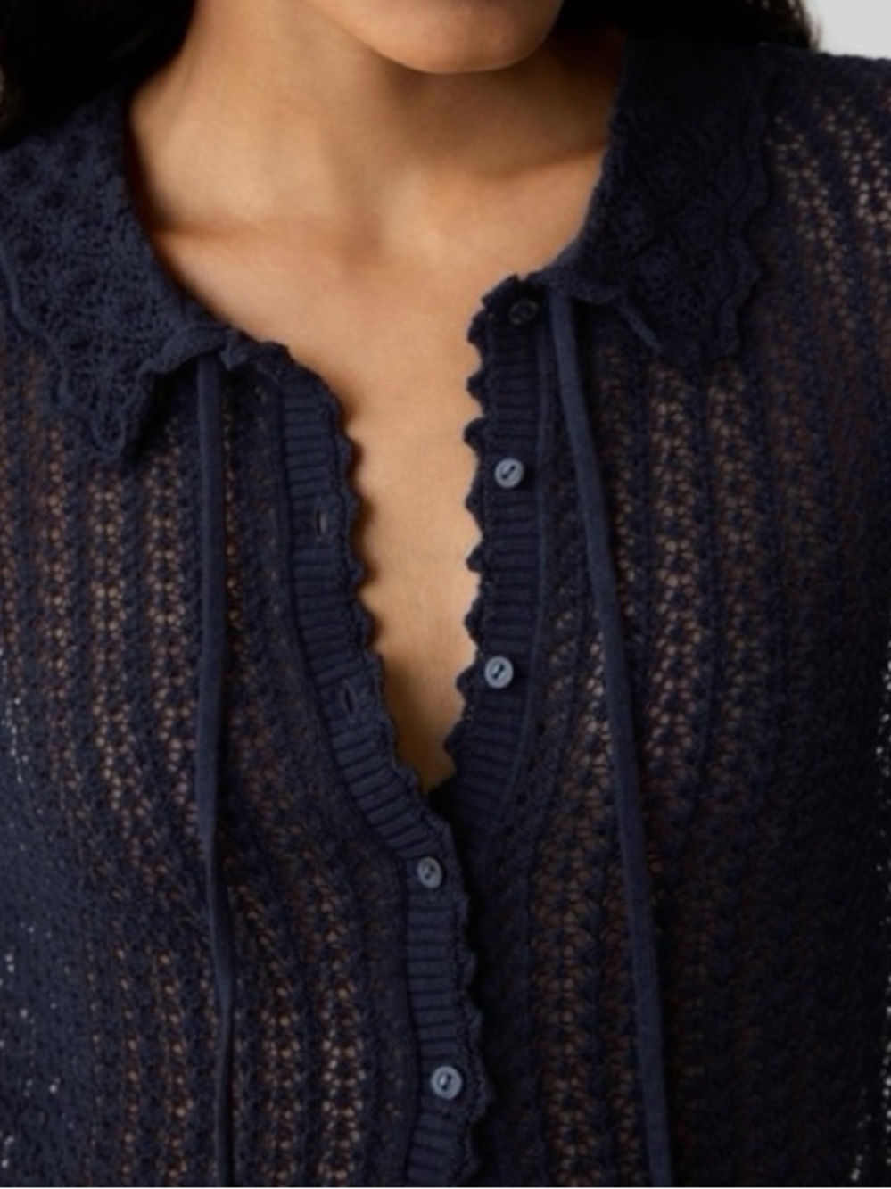 Gap × DÔEN Linen-Blend Pointelle Cardigan - Picture 4 of 9